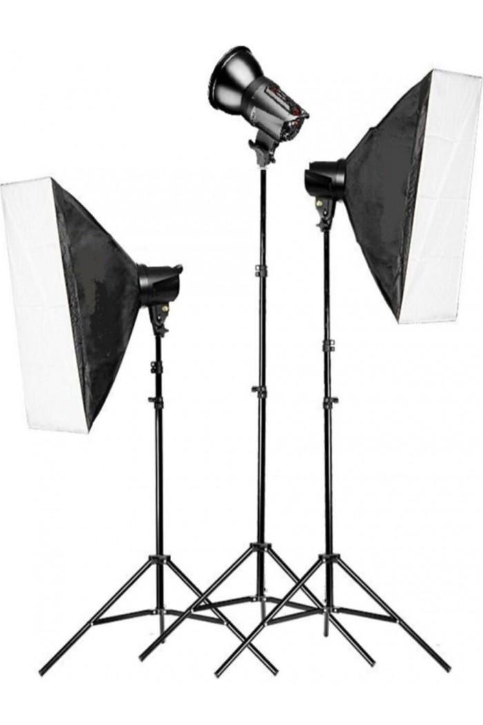 Deyatech Tolifo Paraflaşh Seti 400W 3lü Paraflaşh Softbox 50X70CM Paraflaş Seti