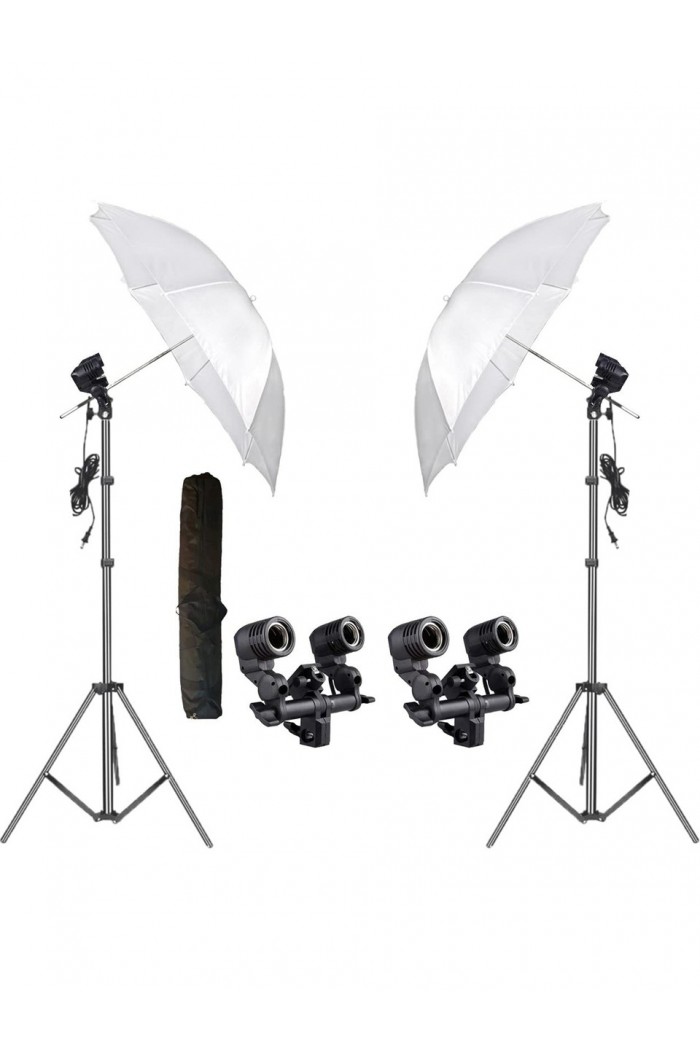 Deyatech 2'li Sabit Beyaz Şemsiye Işık Seti 2 Duylu Double Holder Umbrella Youtube Video ve Fotoğraf